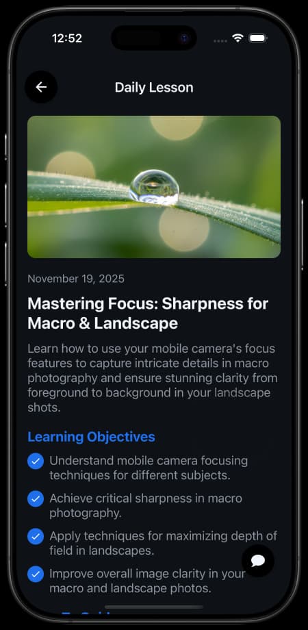 A daily FooCam lesson teaching you how to master focus.